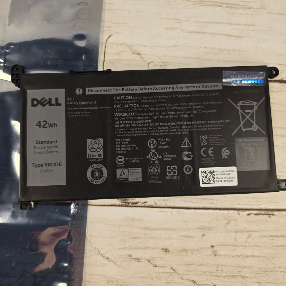 Dell 42Wh 11.4V Laptop Battery Type YRDD6 01VX1H‎ 3500mAh Li-ion Rechargeable